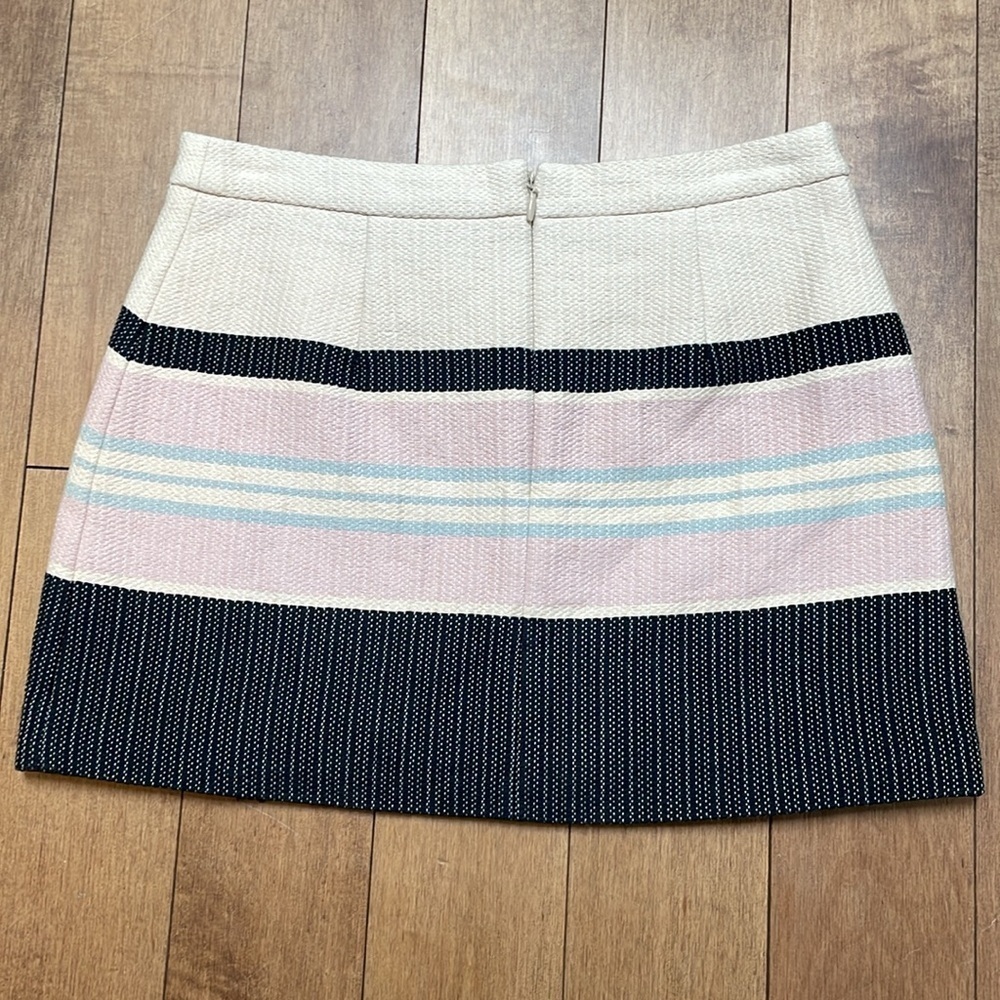 BCBGMAXAZRIA Malikka Woven Fringe Wrap Style Cotton Mini Skirt size 6 striped - Picture 5 of 11